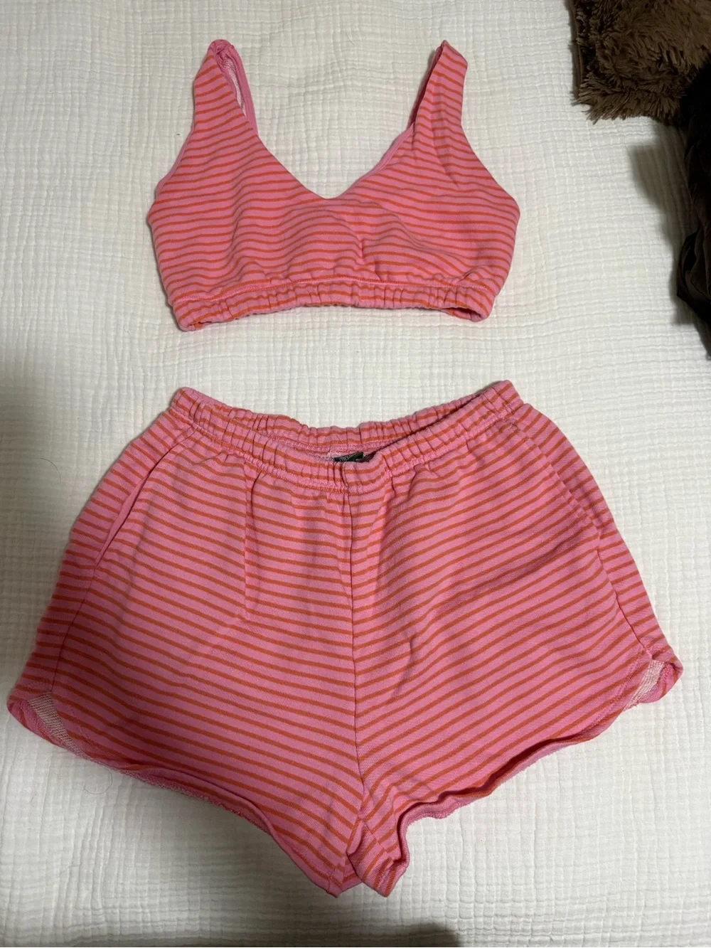 wild fable Pink & Coral Striped Knit Lounge Set